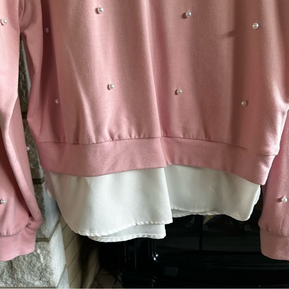 SHEIN teen long sleeve pink pullover pearl beads size 12-13Y - Picture 4 of 6
